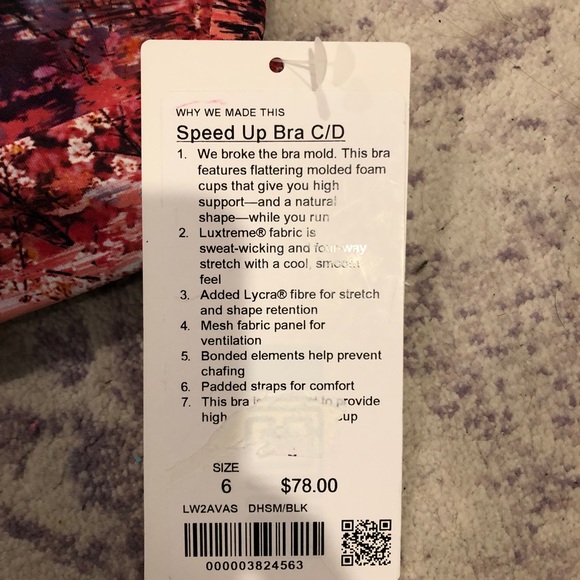 Lululemon Speed Up Bra Sports Size 6 C/D Bust 32 - Picture 2 of 4